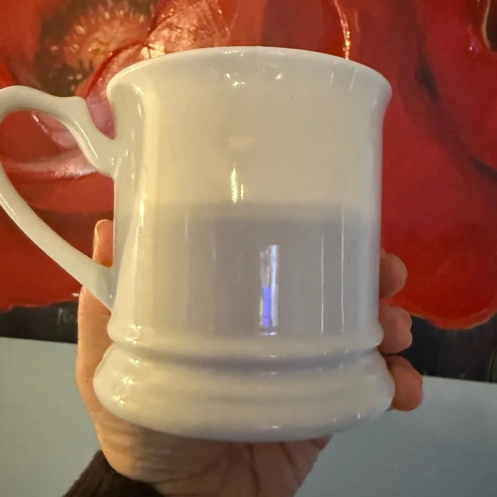 Williams Sonoma White Mug with Black Monogram V